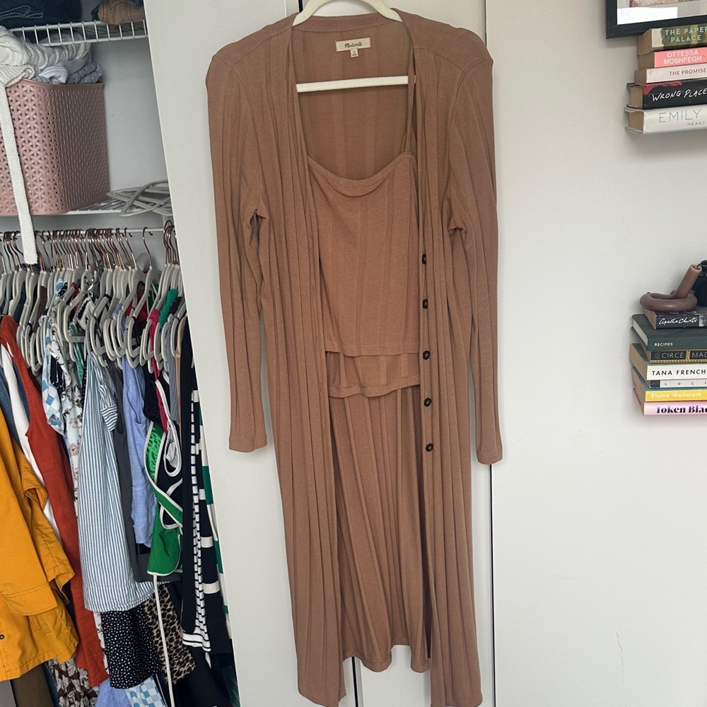 Madewell Camel Long Sleeve Cardigan Set